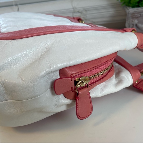 Y2K Coach Cricket Medium White Coral Pink Leather Tote Shoulder Bag Purse - Picture 12 of 16